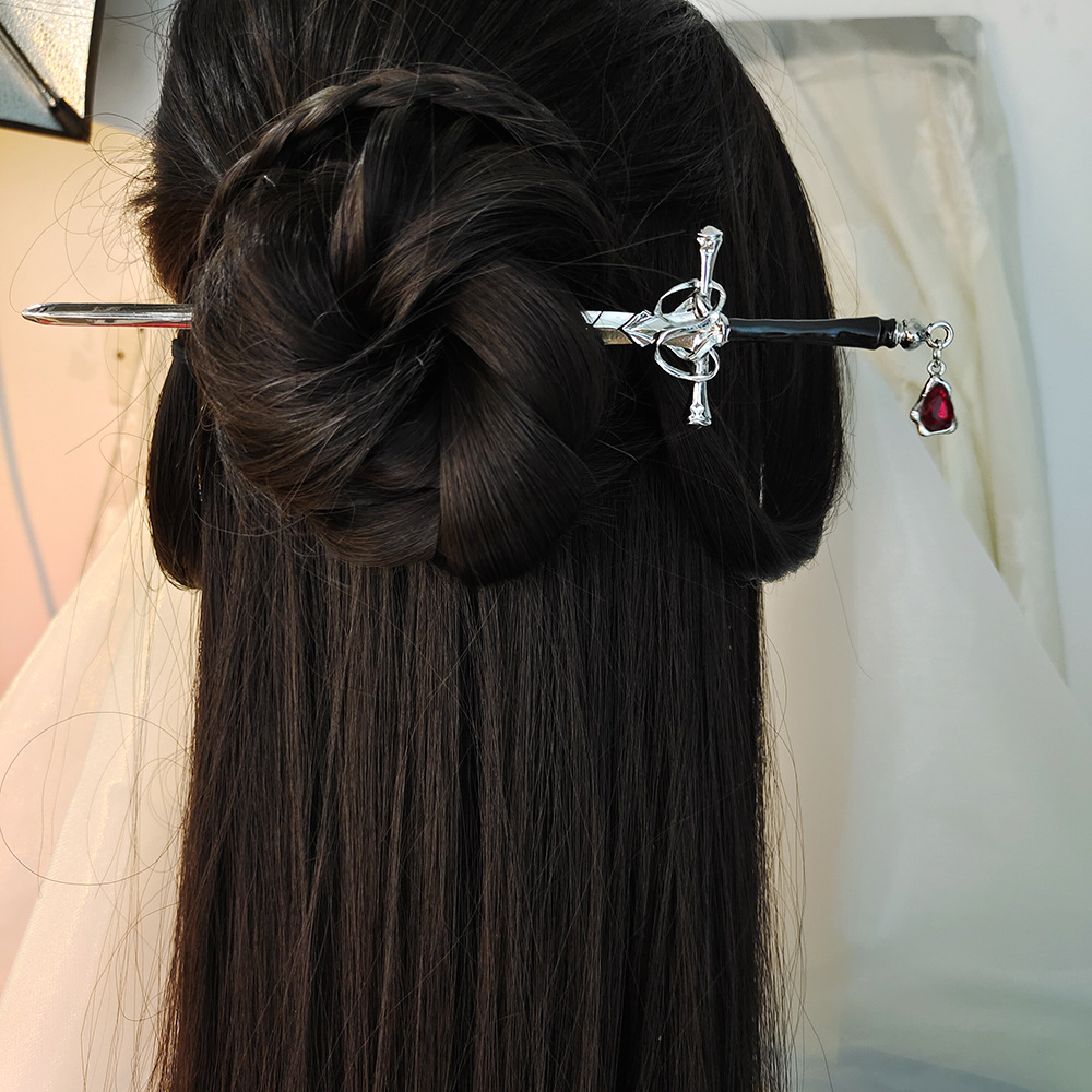 Vintage Tech Accessories - Chinesischer Schwertförmiger Haarstab Vintage Metall-Haarnadel Elegantes