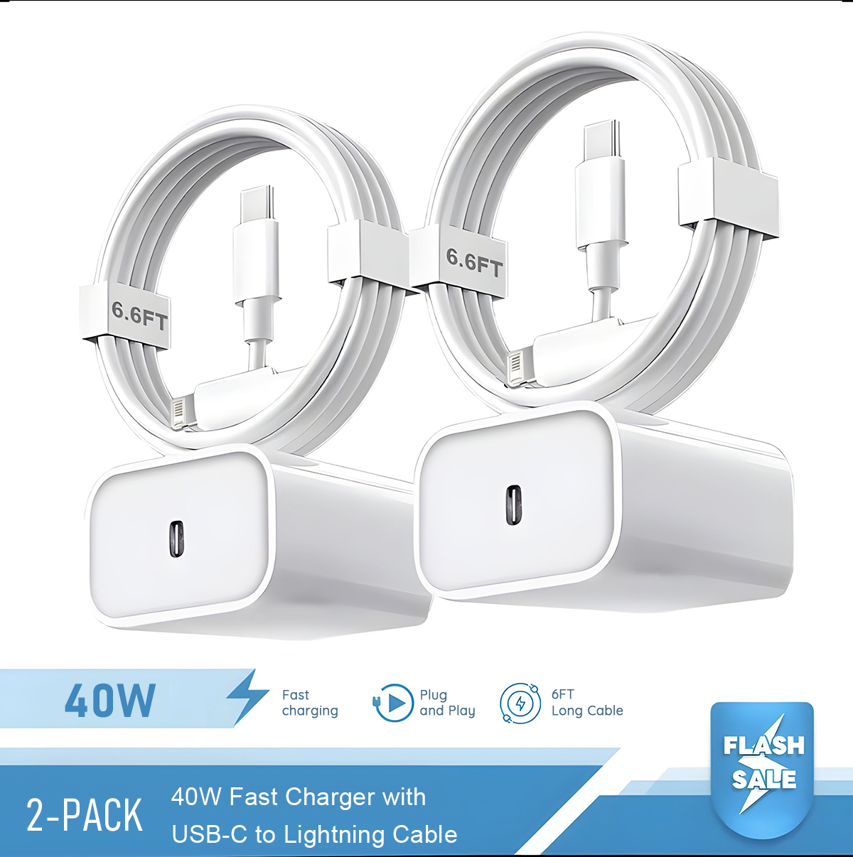 Tech Accessories Apple - 2-4er Set 40W Schnellladegerät für iPhone