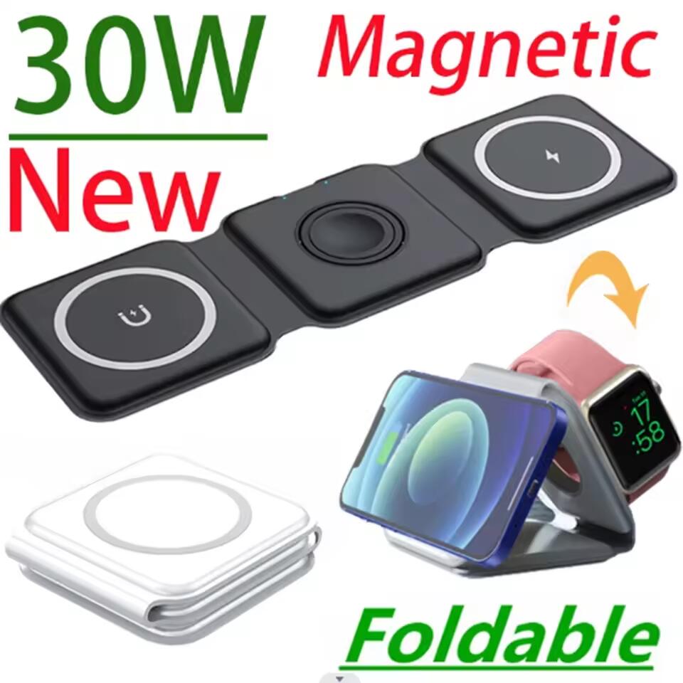 Wireless Charger 3 In 1 - 3-in-1 Tragbares Magnetisches Kabelloses Ladegerät Schnelle