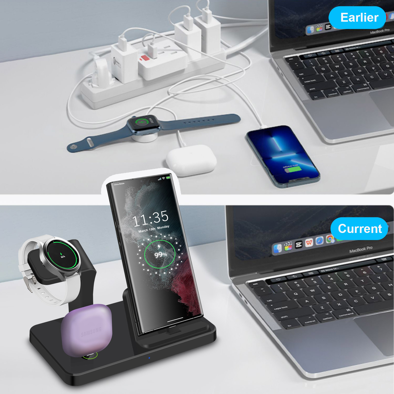 3-in-1 Schreibtisch-Dockingsta – Wireless Charger 3 In 1 Bewertung und Preis